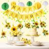 Sunflower Birthday Party Decorations Green Yellow Sunflower Banner with Honeycomb Balls Hanging Swilrs and Circle Dot Garland for Boy Girl Sunflower