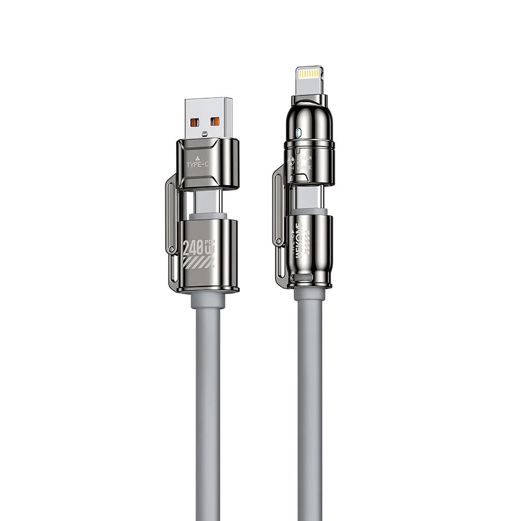Max 240W 4-in-1 SchnellladekabelZwei Zug Zwei Ladekabel mit USB-A/Type-C/Lightning für Samsung Galaxy Handyzubehör