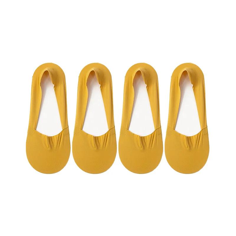 

4 пары женских носков, высококачественные повседневные носки, летние тонкие хлопковые носки с нескользящей подошвой, невидимые, короткие, дышащие EU35-39