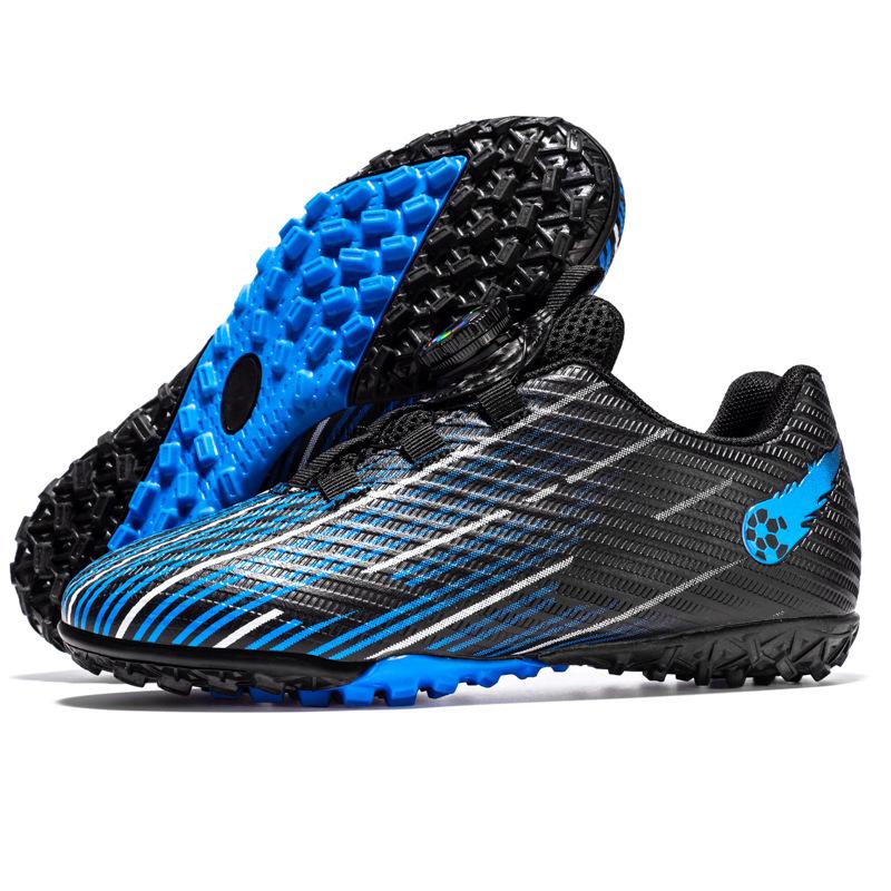Children's Football Shoes, Boys and Girls Rotating Buckle Artificial Grass Flat-bottomed Broken Nail Training Shoes Outdoor Sports Shoes