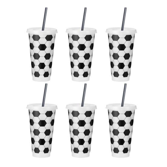 1/6/12Pcs 710ML Reusable Football Cup 24oz Plastic Drinking Bottle Football Themed Tumbler Game Day Sports Football Party Supplies Party Favors