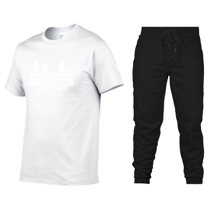 Mens Cotton Short Sleeve T-Shirt Pants Set Casual Sportswear Outfit Teens Young Adults
