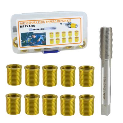 Zündkerzengewinde Reparaturwerkzeuge M12x1.25 Einsätze und M14x1.25 Gewindebohrer-Satz Zündkerzen-Gewindebohrer Einsätze Gewindereparaturwerkzeug für Automotor