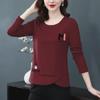 Baumwoll-Langarm-T-Shirt im koreanischen Stil mit unregelmäßigem Schnitt in Übergröße für Damen