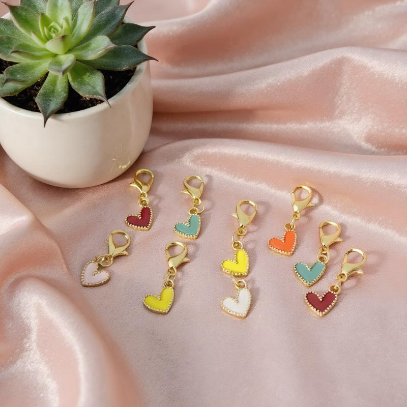 10pcs Cute Heart Shape Keychain Fashion Alloy Love Key Ring Portable Bag Pendant Car Key Holder for Women Girls Daily Accessory