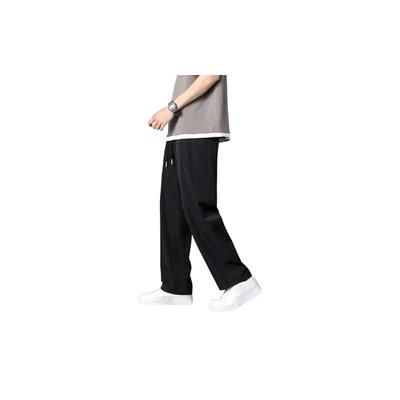 GRECIILOOKS Men Poly Lycra Baggy Regular Fit Trouser Pant (Black, Medium)