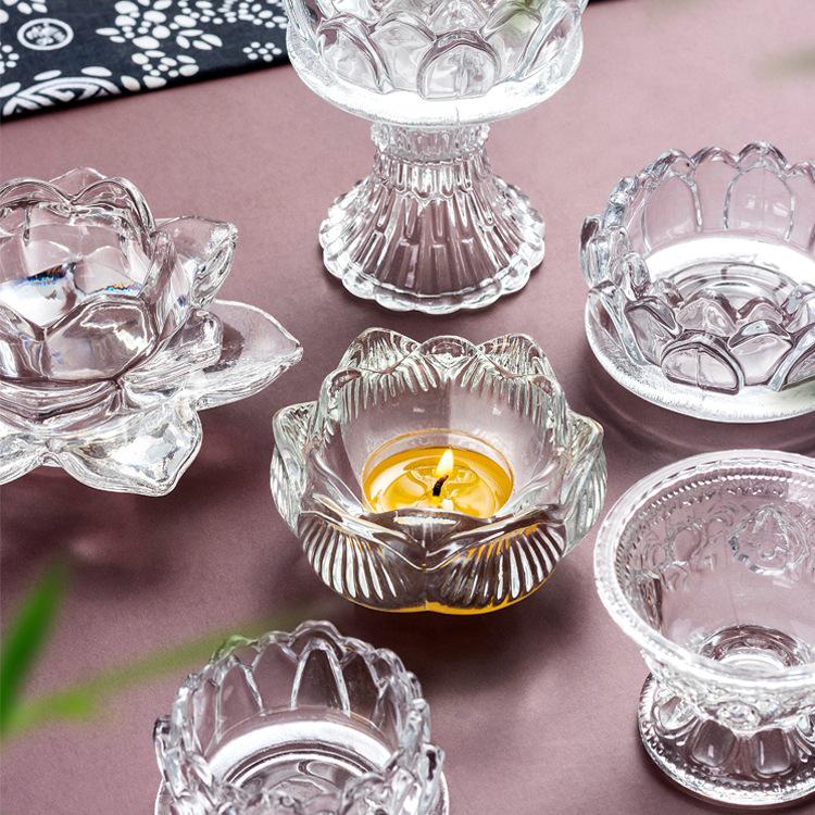 Crystal Lotus Candle Holder for Ghee Buddha Lamp