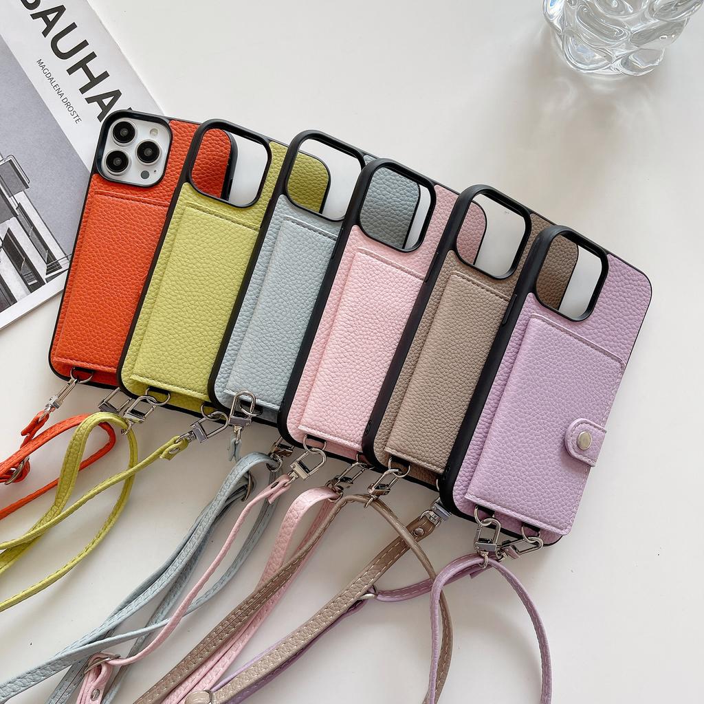 Applicable to Apple 14 oblique span mobile phone case 14pro solid color card bag protective case 14promax folding Japanese leather case