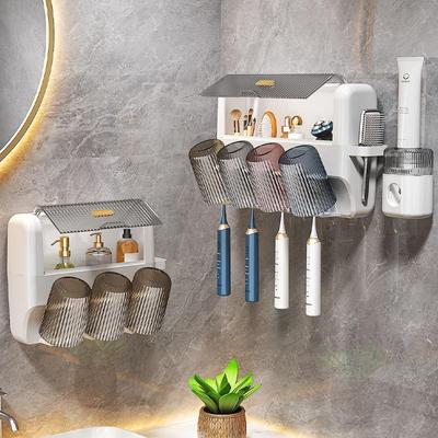 Diş fırçası tutucu Duvar Asılı Deliksiz Ev Seti Diş Fırçası Kutusu Banyo Gargara Bardak Depolama Rafı