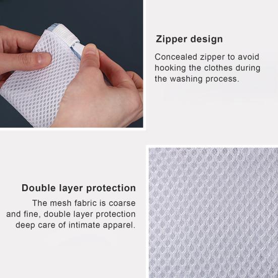 3 Stück Doppellagige Netz-Wäschegelbeutel Verhindern Verheddern der Kleidung Verdickt Pilling