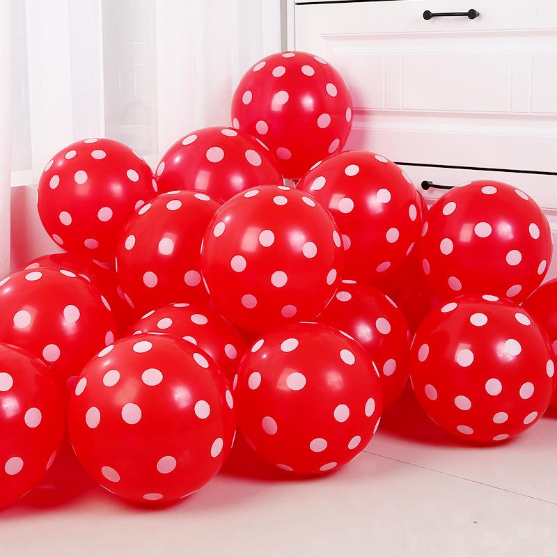 Set mit 10 bunten 12-Zoll-Latexballons mit Polka-Dots für Geburtstagsfeier-Dekorationen