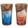 Pair of Kutani Ware Beer Glasses with Silver Glaze, Perfect for Sake or Other Drinks. Stylish Tableware, Made In Japan.