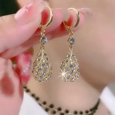 Fashion Gold Colour Round Earrings for Women Trendy Geometric Wedding Engagement Romantic Earrings Party Girls Classic Jewelry