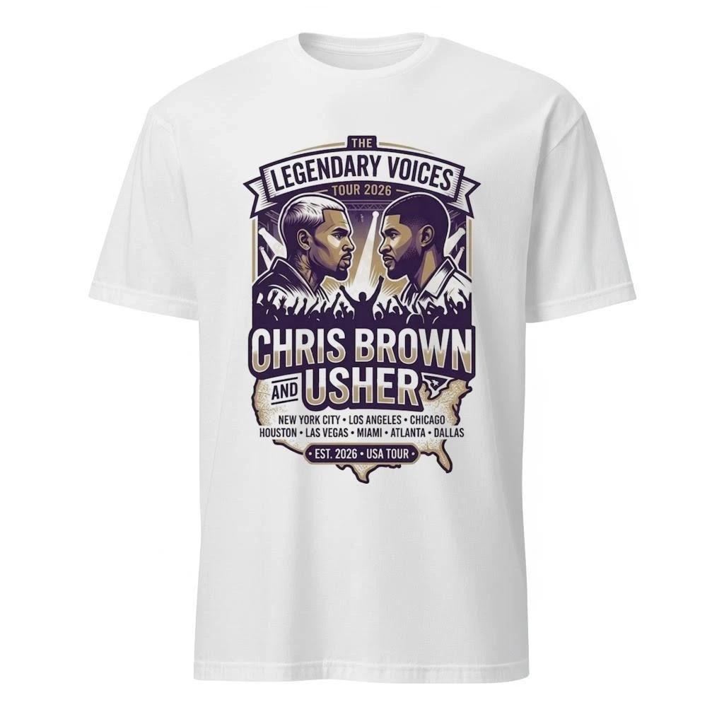 

2026 Chris Brown and Usher Raymond Brown RB Tour Unisex T Shirt Unisex 100 Cotton Short Sleeve Y2k Oversized Tee Fashion Tops M