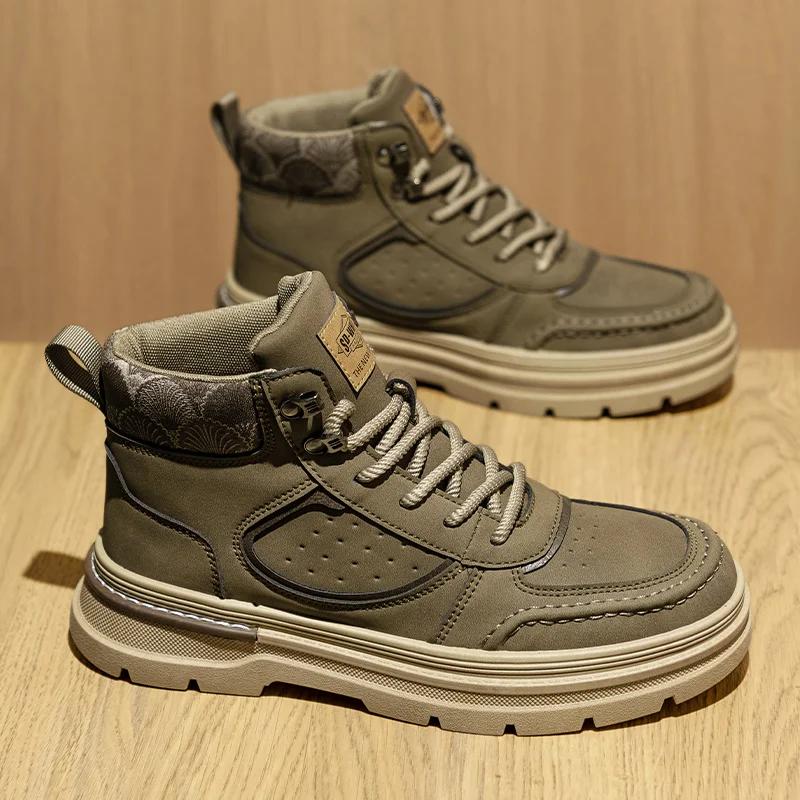 Autumn and Winter New Men's Boots High Top Work Safety Shoes British Style Trendy Classic Casual Shoes for Men Non-slip Shoes