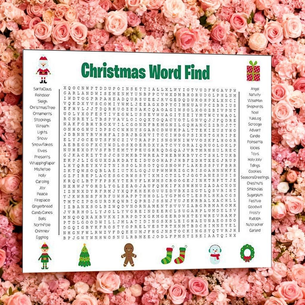 Xmas Wall Game Poster Christmas Word Search Poster Holiday Fun Family Activity Christmas Party Game Giant Word Search Poster