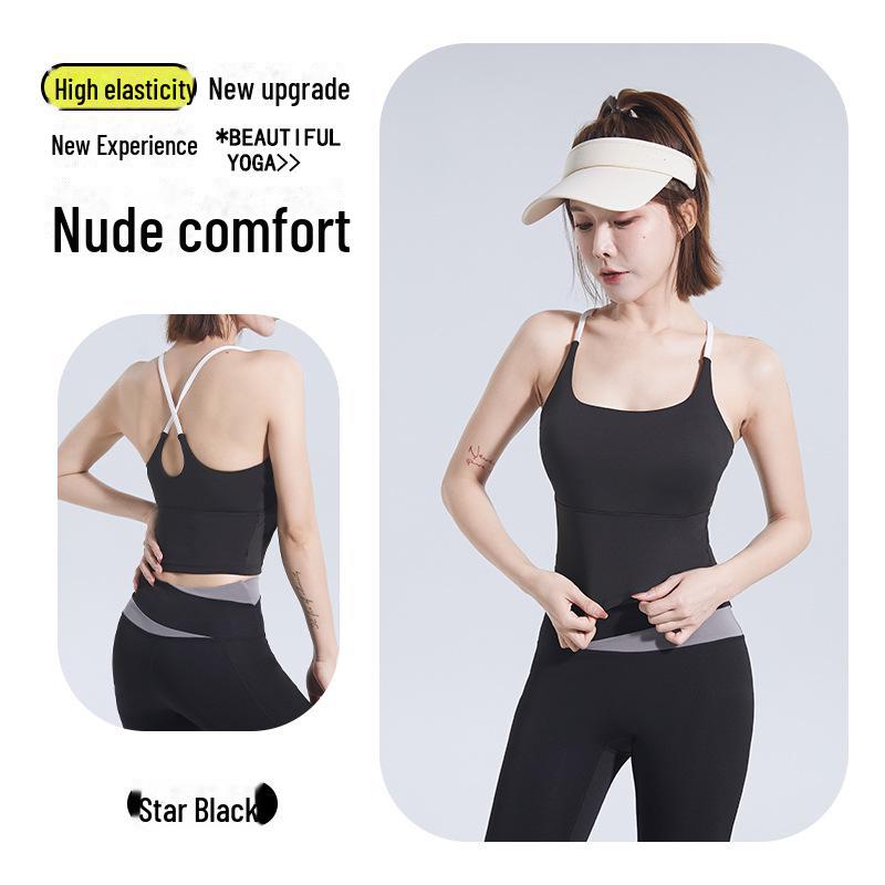 Women's Thin Strap Sports Bra with Chest Pad - Yoga and Fitness Vest Top