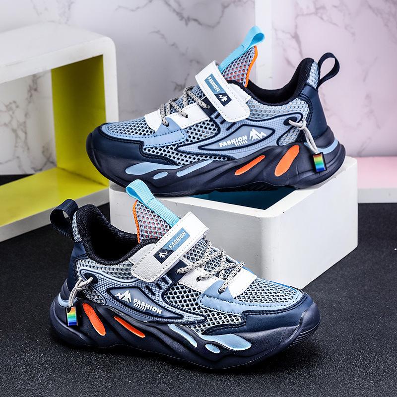 Children's Shoes Boys Lightweight Soft Thick-soled Primary School Students Running Sports Shoes Medium and Older Children's Mesh Breathable Casual Da