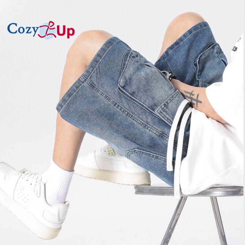 Cozy Up Jean Shorts for Men High Waisted Pull On Drawstring Elastic Waist Trendy Stretchy Denim Jorts Summer Shorts