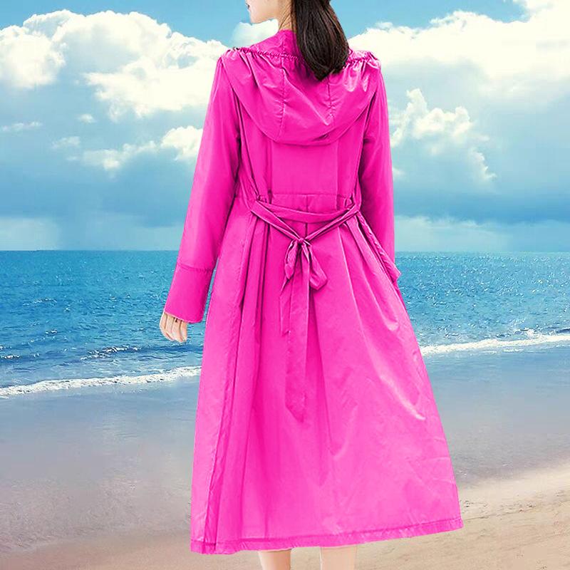 

Sunscreen Clothing Women s Summer Long Style Korean Version of The Loose and Thin Super Fairy Outdoor Hooded Cardigan Sunscreen Clothing Thin Jacket S рожевий