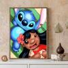 Pełne Round Diamond Painting Lilo & Stitch Sztuka Obraz z Dżetami Mozaika DIY 5D Haft Krzyżykowy Dekoracja Domu