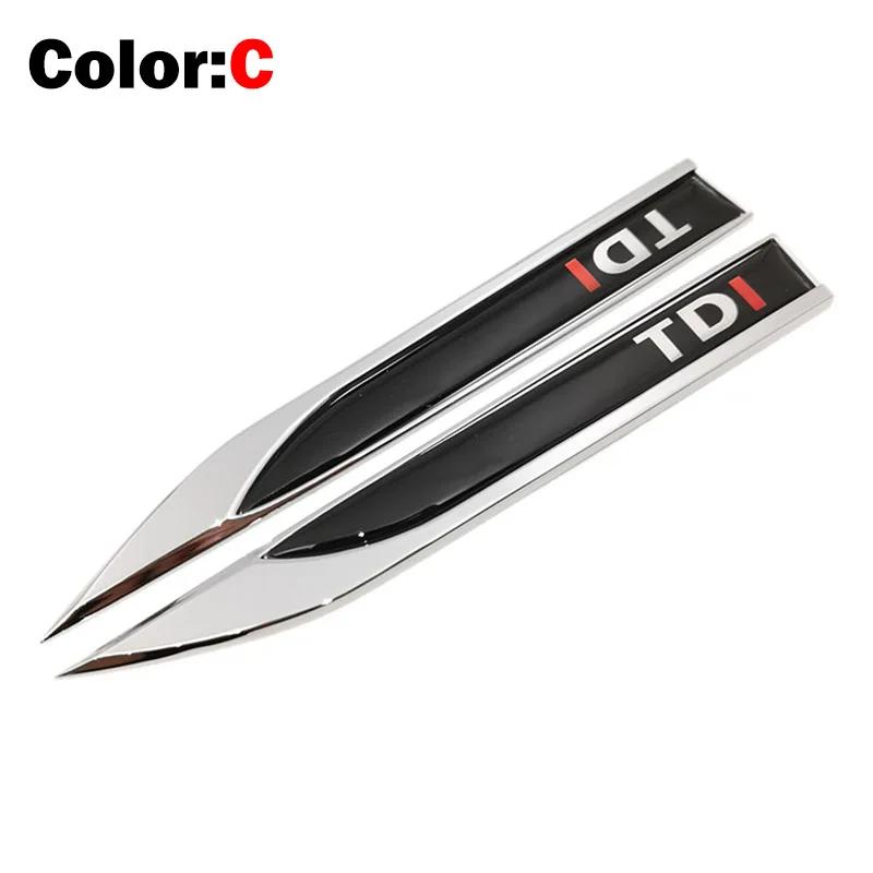 AABIP1 1Pair 3D Metal Epoxy TDI Logo Badge Car Sticker Auto Accessories Fender Emblem Decal For Volkswagen Polo Golf 6 Passat B6 T5 TSI