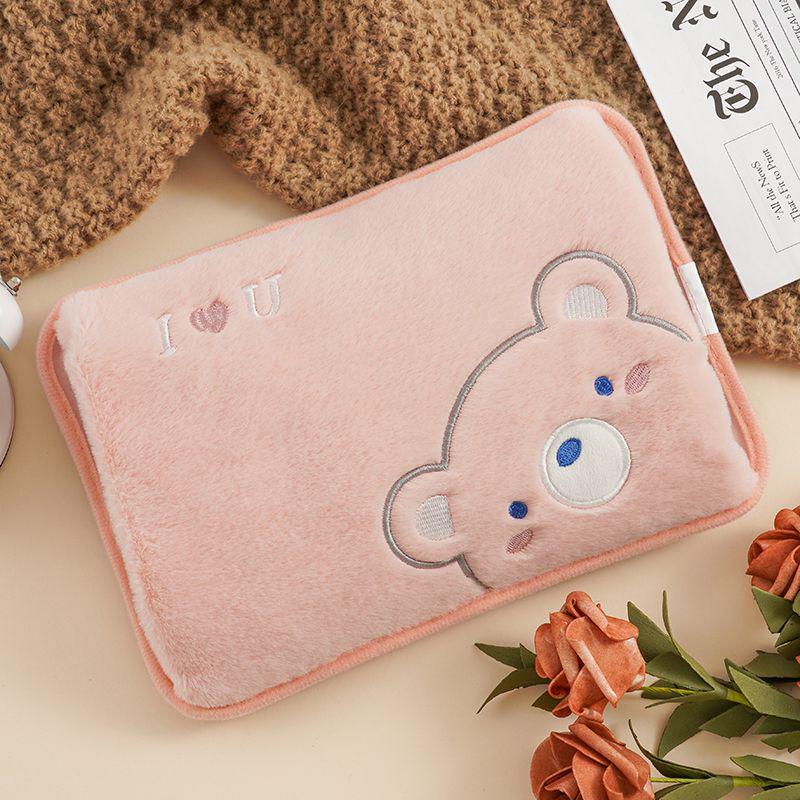 Plush Hot Water Bottle with Thick Cloth Cover for Women's Abdomen