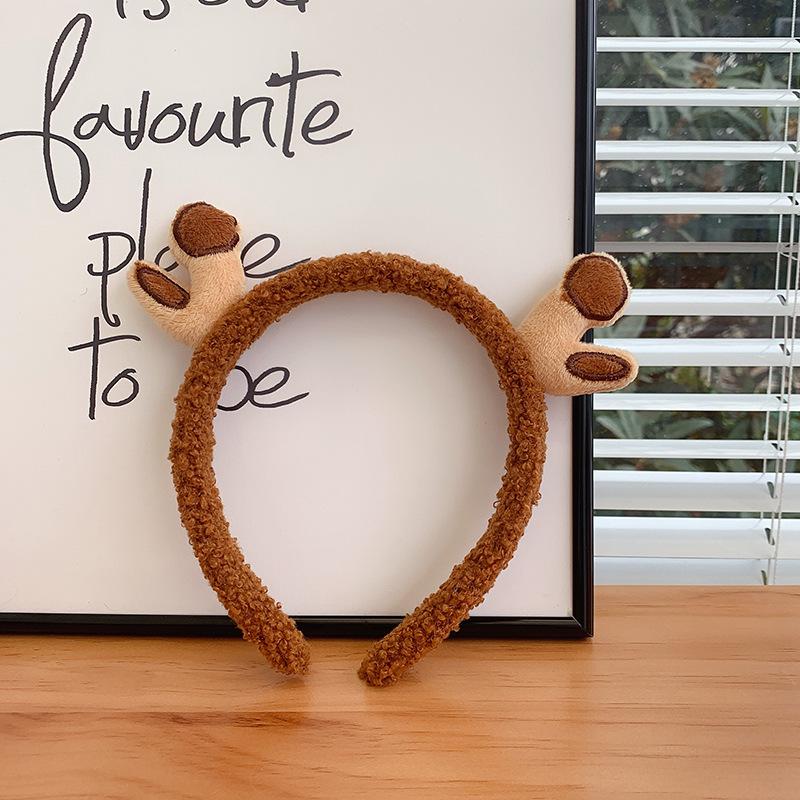 

Корейская милая плюшевая повязка на голову с леопардовым принтом и рогами и заколка для волос в виде северного оленя для женщин