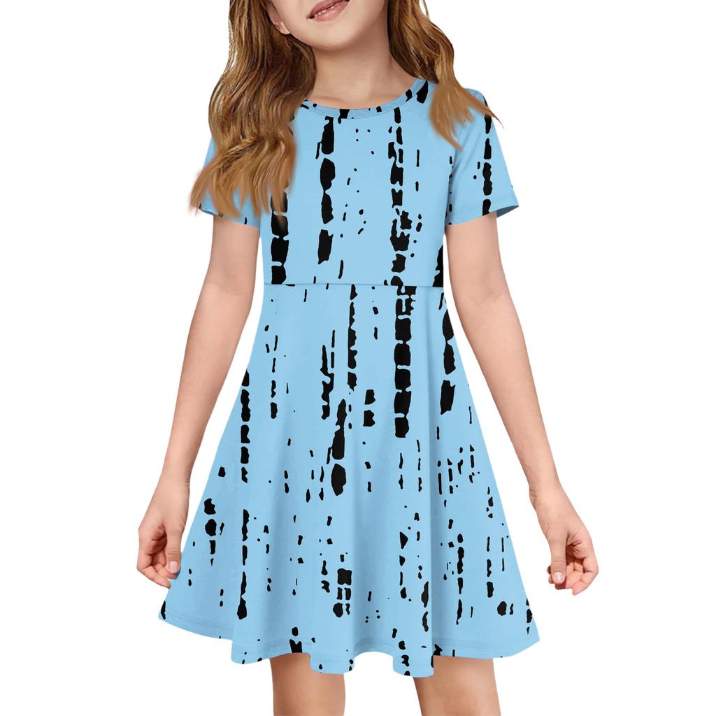 Mädchen Sommerkleid Farbe & Muster Kurzarmkleid Mit Tasche Freizeitkleid Kurze Ärmel Partykleid Ostertag