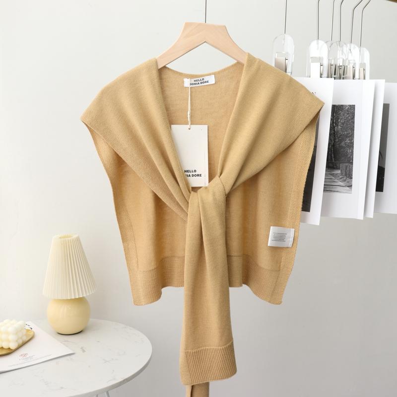 Korean Summer Air Conditioning Fake Collar Neck Guard Scarf Female Knit Thin Autumn Knotted Cape Sunscreen Shawl For Women