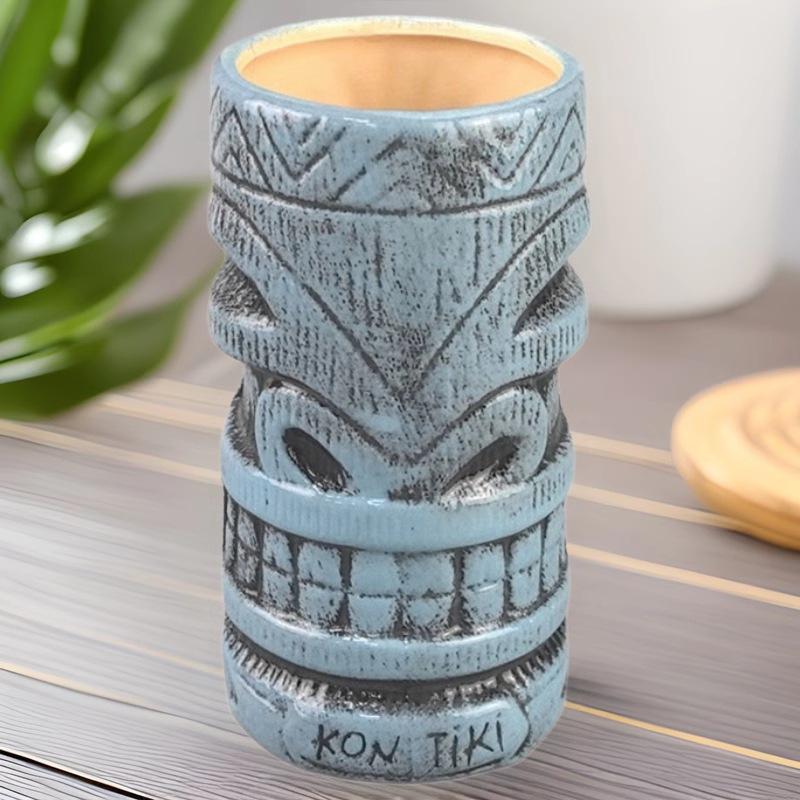 Ceramic Tiki Cup Embossed Totem Cup Hawaiian Bar Wine Glass Cocktail Cup Universal Nordic Bar Barware