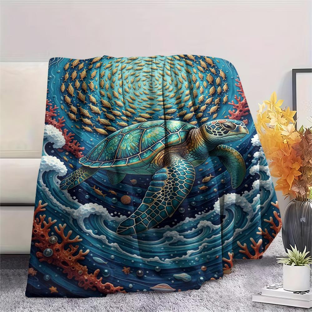 Marine Life Print Flannel Blanket,High Quality Comfortable for All Seasons,Home Decor,Warmth and Comfort,Perfect for Christmas Gifts