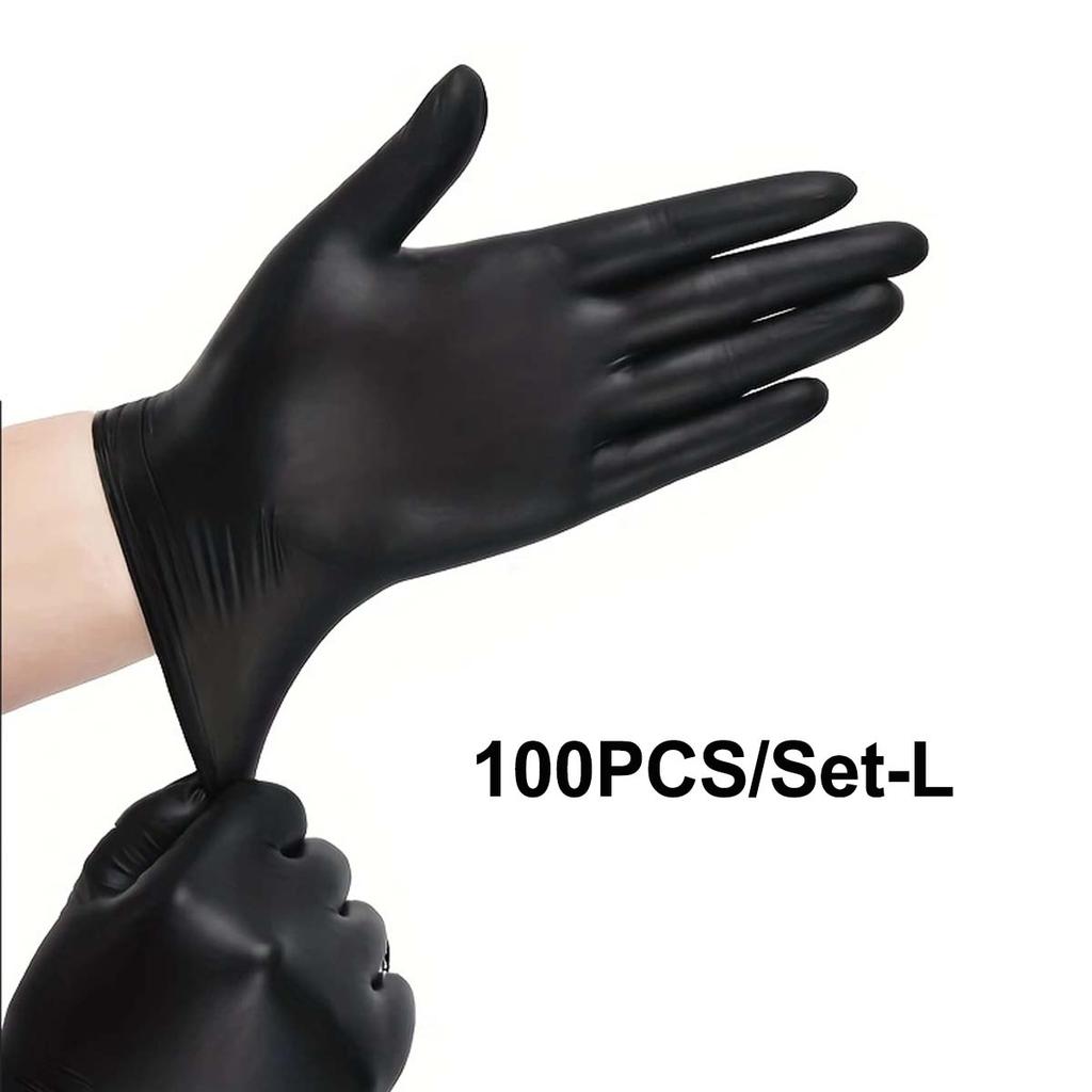 100PCS/Set Thickened Disposable Gloves, High Elastic Black Gloves, Elastic Gloves, Disposable Food Grade Multi-purpose Gloves
