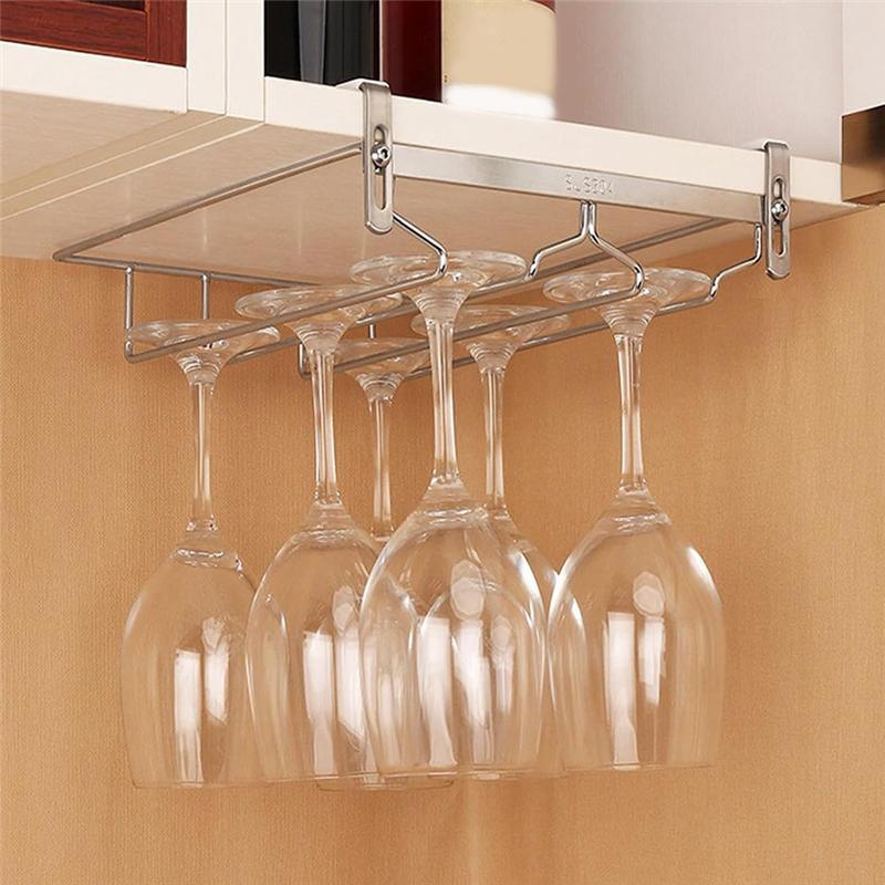 Adjustable Wine Glass Organizer Hanging Metal Wine Glass Rack No Drilling For Bar 34Cm (1 PCS)-B61B