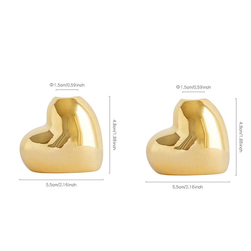 Two-piece Set of Gold Ceramic Aroma Bottles Heart-shaped Diffuser Bottle Ceramic Diffuser Container for Bedroom and Office Decor