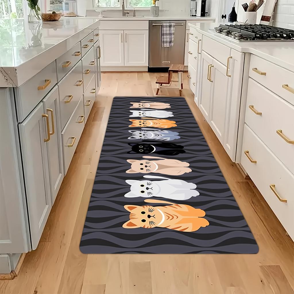 Cute Cat Carpet Rug Home Decoration Cartoon Floor Mat Living Room Kitchen Bedroom Grey White Kitten Style Home Bedroom Decor