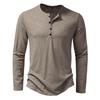 Men's Bamboo Cotton Henley Long-Sleeve T-Shirt - Spring Fashion Casual Top
