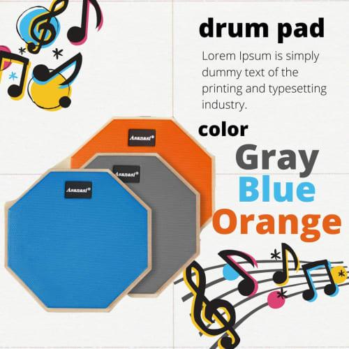 KakiKhaki Rubber Drum Pad, High-Rebound, Quiet, 8-Inch, for Practice and Home Practice (Gray)