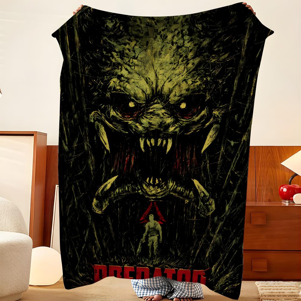 Movie P-Predator Throw Flannel Throw Blanket, Lightweight Cozy, Durable Washable cute Cool