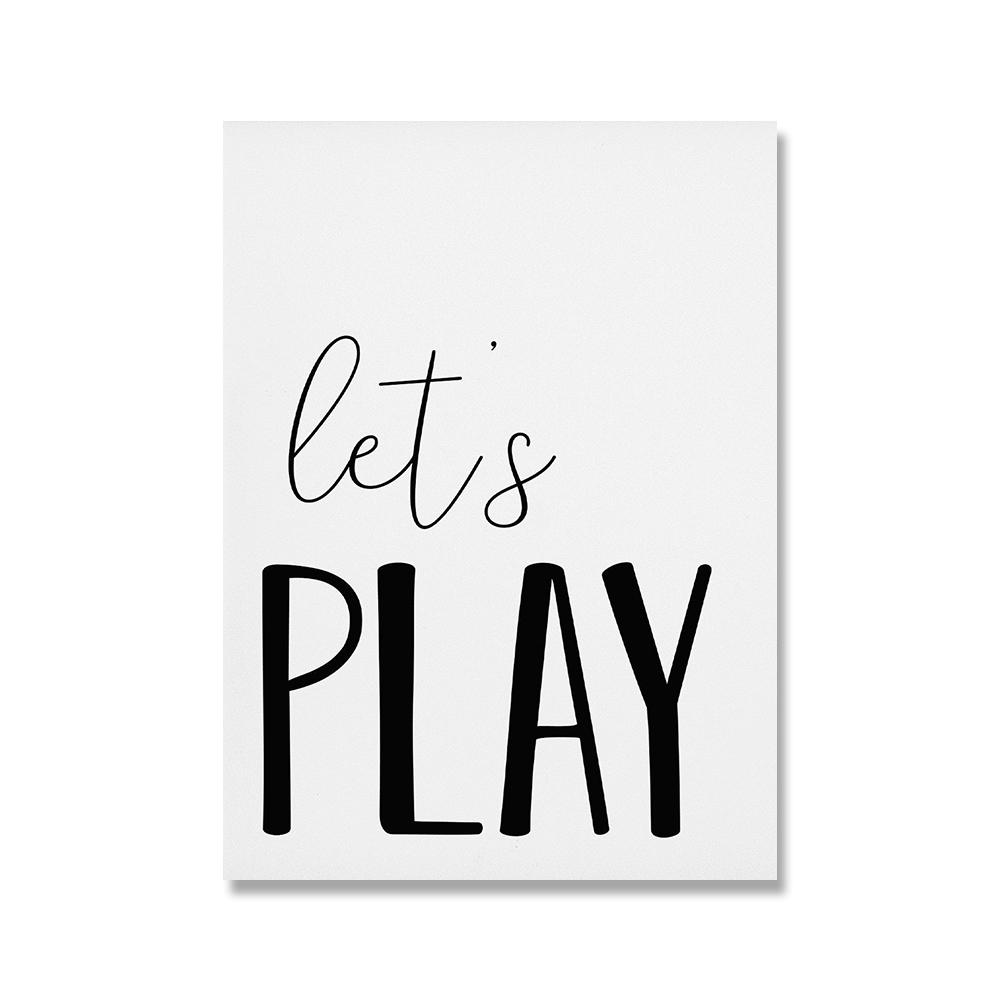 

Let s Play Read Quote Typography Print Black White ABC Modern Minimalist Wall Art Canvas Painting Nordic Poster Kids Room Decor 21x30cm No Framed