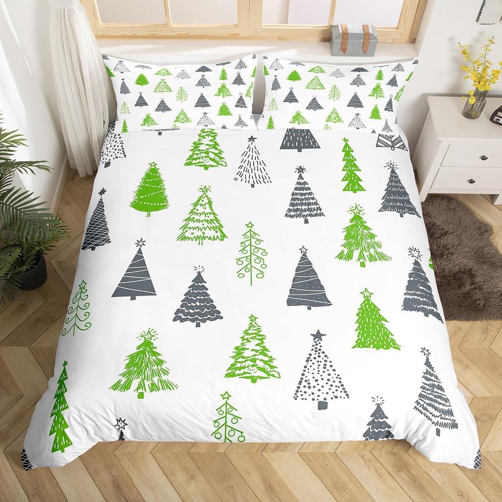 Merry Christmas Duvet Cover Twin Queen Christmas Tree Snowman Bedding Set For Kids Boy Girl Teen Gingerbread Man Comforter Cover