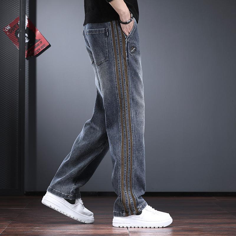 American Retro Men's Jeans New Autumn and Winter Loose Straight Trousers Trendy Washed and Drape Men's Trousers