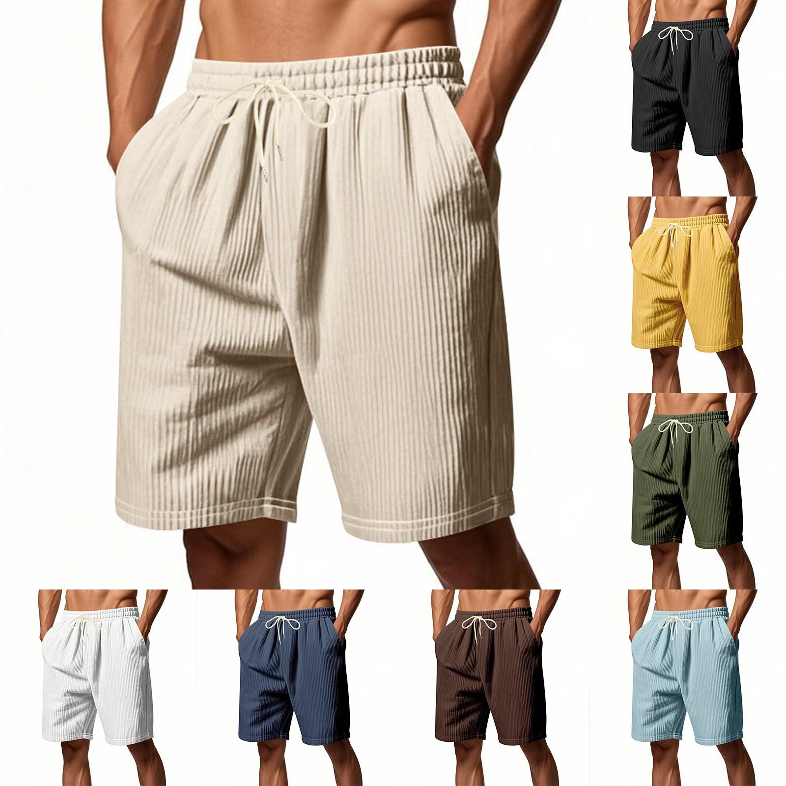 

Men s Loose Corduroy Trendy Beach Sports Shorts XL білий