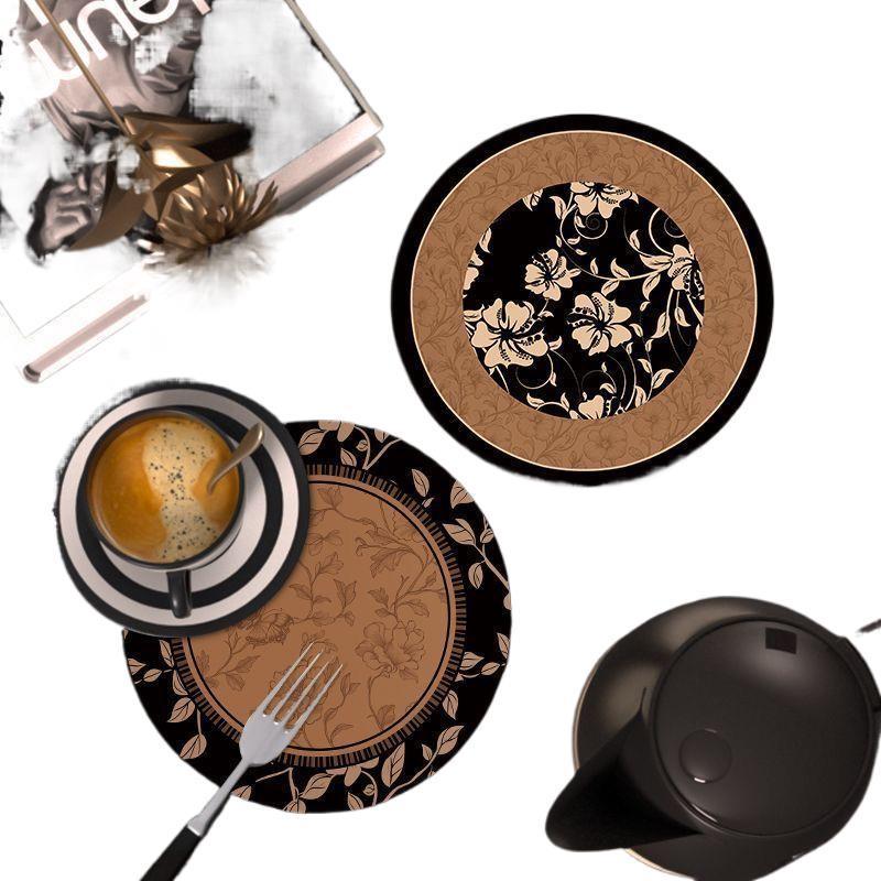 Vintage-Style Family Dining Table Insulation Pad - Round, Absorbent, Non-Slip, Anti-Scald Coaster & Mat