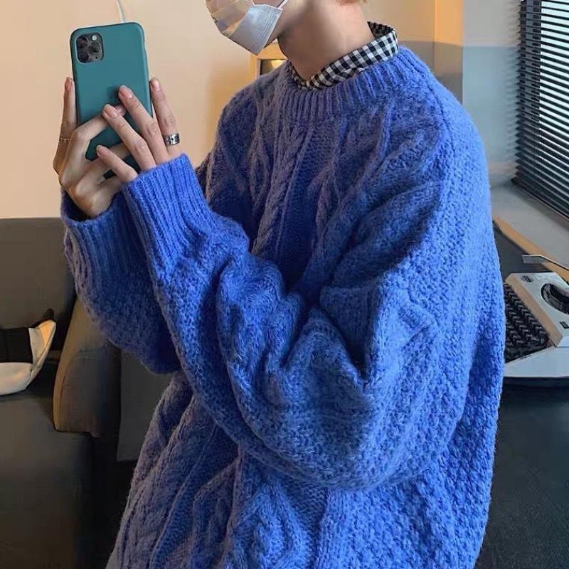 Pánský svetr podzim zima s grafickým vzorem s falešným rolákem pletené pulovry ležérní oblečení Harajuku