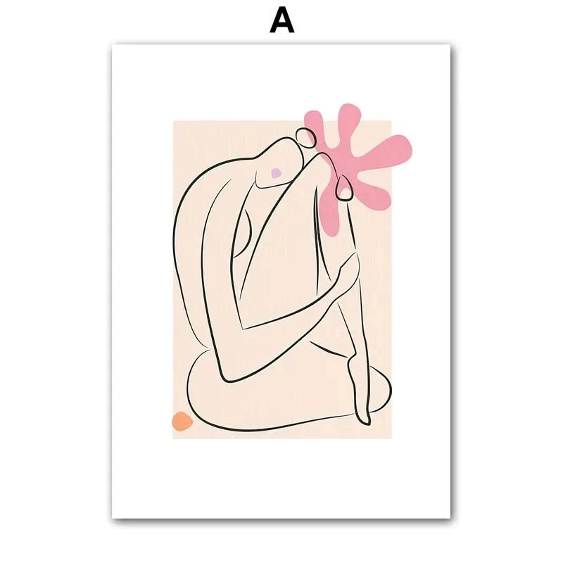 

Абстрактная телесная линия рисунок коралловый лист розовый кремовый цвет настенная живопись на холсте постеры и принты картинки для декора гостиной 21x30cm No Framed