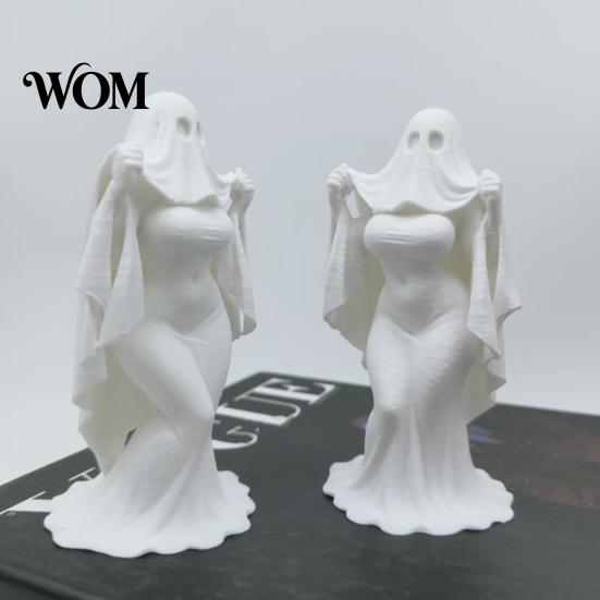 Themed Window Display Decoration 3D Printed Halloween Ghost Bride Statue Ornament, Female Figure Sculpture with Anti-fall Decor Stable Base,