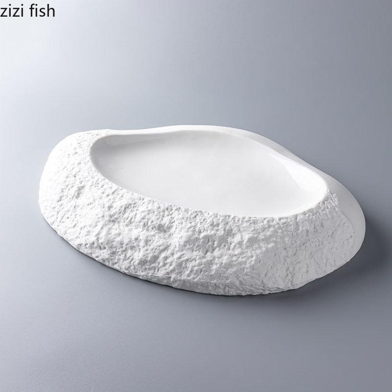 Ceramic Dinner Plate 12 Inch Irregular Steak Plate Pasta Plates Dessert Plates Snack Dish Salad Dish Household Tableware