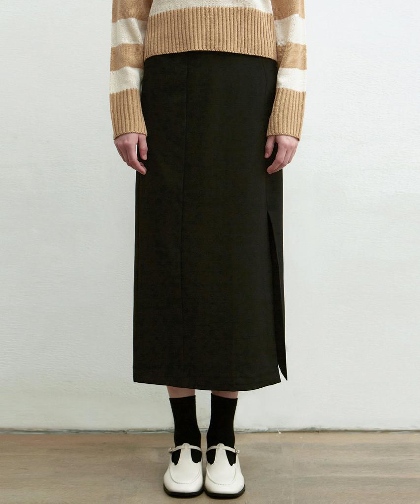 Nigaennikol H-Line Slit Skirt_Black