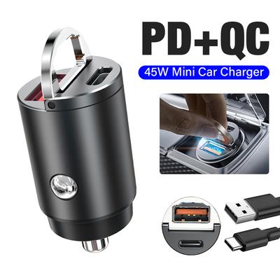 90-W-Doppelanschluss-Autoladegerät mit PD45W- und QC45W-Schnellladefunktion, USB-A- und USB-C-Autoadapter für iPhones und Android-Tablets